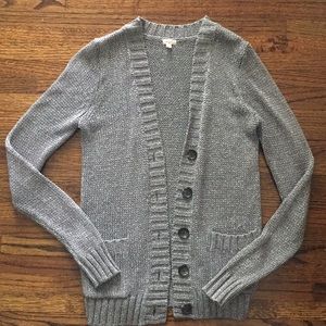 J. Crew Metallic Silver Cardigan